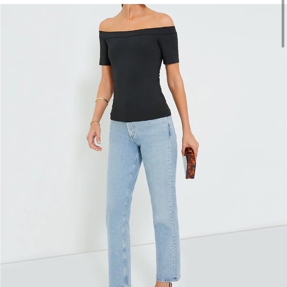 NWOT Tuckernuck black short sleeve off shoulder top M - Picture 2 of 12